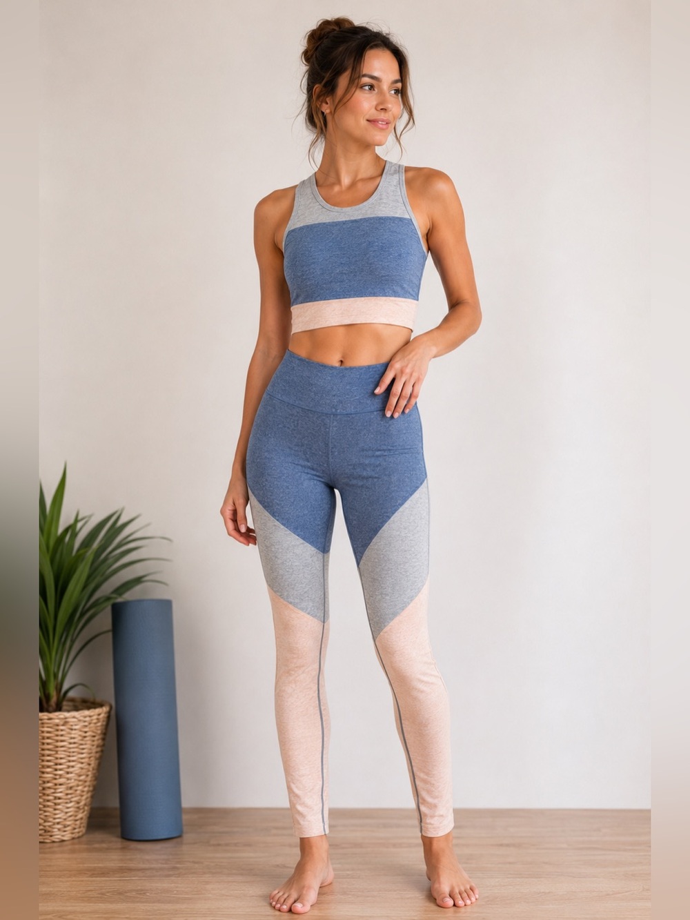 Outdoor Voices Athena Crop Top + Springs 7/8 Leggings Set –Size Small Colorblock